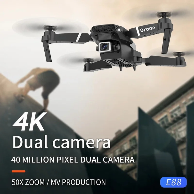 E88 프로 지능형 접이식 드론, 단일/듀얼 카메라 전 - Drone Rc Team City 리뷰 및 가격