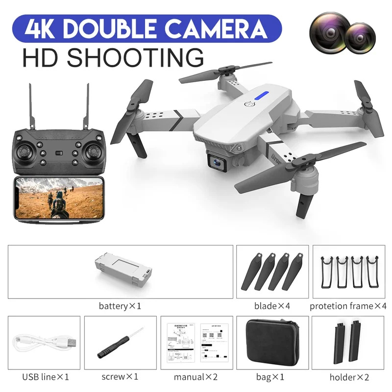 E88 프로 지능형 접이식 드론, 단일/듀얼 카메라 전 - Drone Rc Team City 리뷰 및 가격